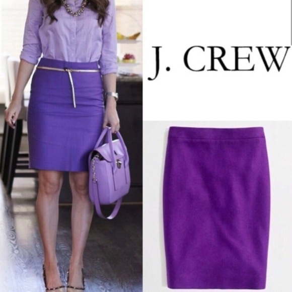 J. Crew “The Pencil Skirt” Wool Purple Size 2 - Picture 4 of 11